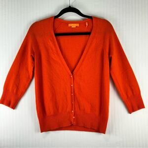 Christopher Fischer %100 Cashmere Orange Cardigan Sweater Women's Size Large 3/4